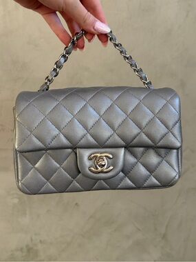 Chanel 17B Classic Quilted Lambskin Rectangular Mini Flap SHW